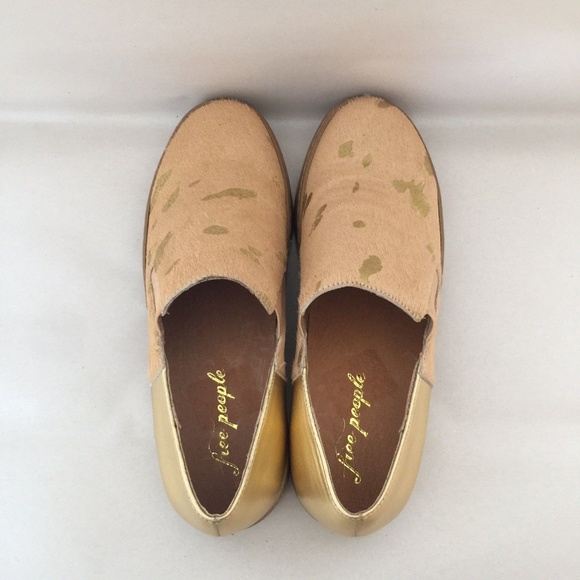 Free People Gold Varsity Slip On Sneakers NWOB - Picture 6 of 7